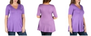 24seven Comfort Apparel Women's Plus Size Henley Tunic Top